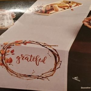 Grateful Thanksgiving Holiday Cloth Table Runner 13 inches x 72 inches